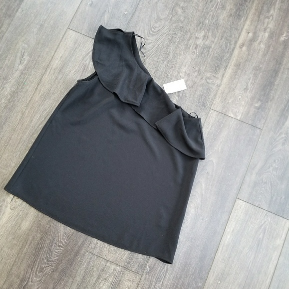 Pleione Black Ruffle One Shoulder Top - medium - Picture 6 of 7